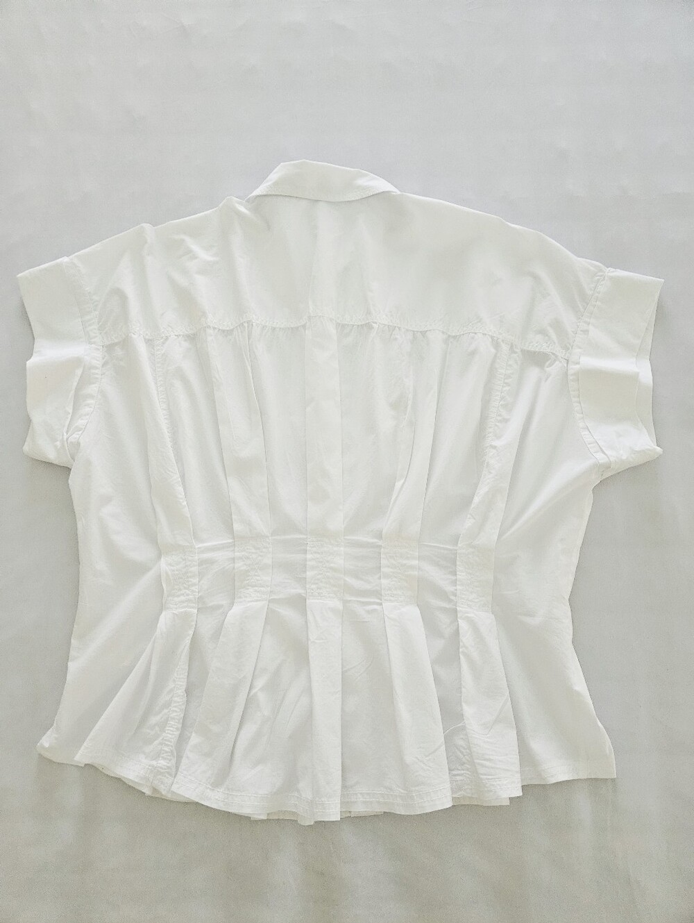 Pilcro Anthropologie Bobbie White Cotton Peplum Button Front Blouse XL - Picture 3 of 11